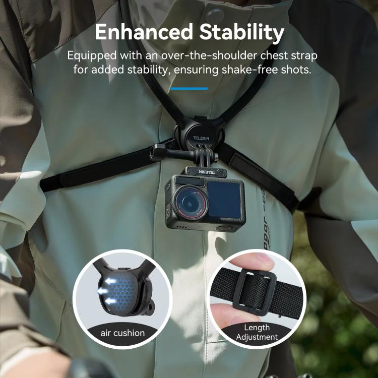 TELESIN Action Camera Neck Holder SE2.0 POV Perspective Bracket With Adjustable Chest Strap(Black)