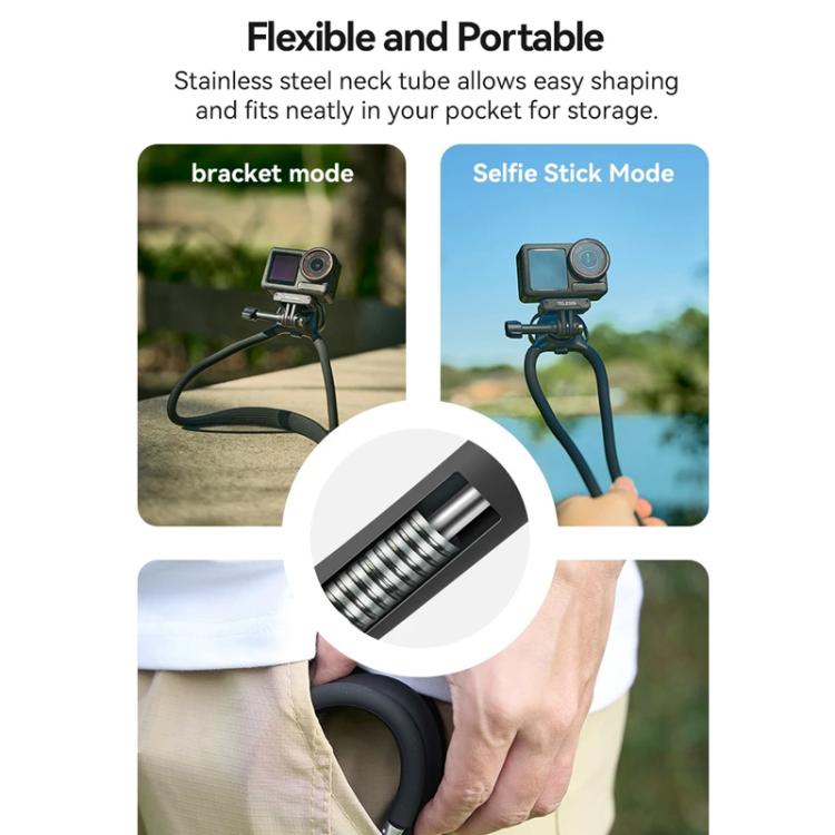TELESIN Action Camera Neck Holder SE2.0 POV Perspective Bracket With Adjustable Chest Strap(Black)