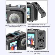 HEPAIL AC68 Aluminum Alloy Rabbit Cage Frame For GoPro HERO13 Black /12 Black /11 Black /10 Black /9 Black