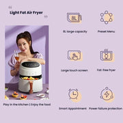 8L Air Fryer Household Multi-Function Large Capacity Oil-Free Electric Fryer, Color: White UK Plug