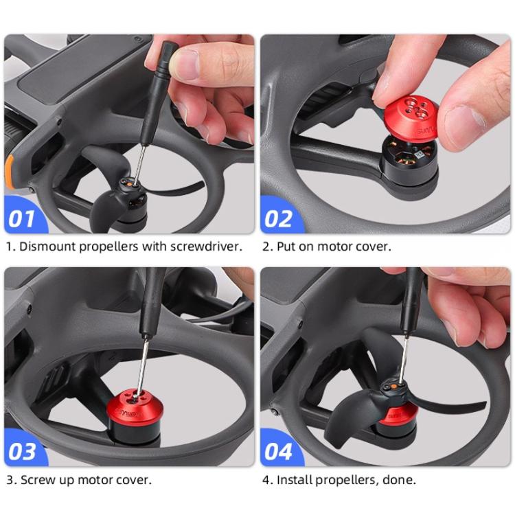 For DJI Avata 2 Sunnylife AT2-MD787 Motor Anti-dust Cover Aluminum Alloy Motor Protection Cover(Red) - free shipping - PMC TechLife - Order now!