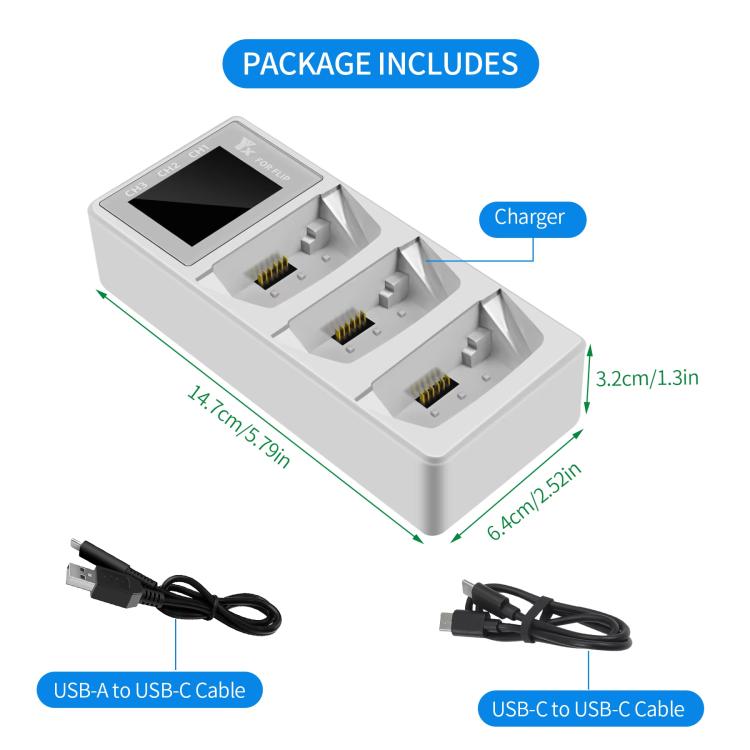 For DJI Flip Drone YX 3-Channel Battery Charger with Color LCD Screen Smart Charging Hub - free shipping - PMC Jewellery - Order now!