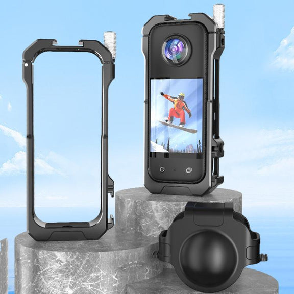 For Insta360 X3 HEPAIL AC62 Metal Rabbit Cage Magnetic Suction Horizontal Vertical Protective Frame