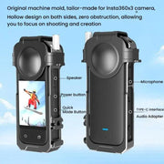 For Insta360 X3 HEPAIL AC62 Metal Rabbit Cage Magnetic Suction Horizontal Vertical Protective Frame