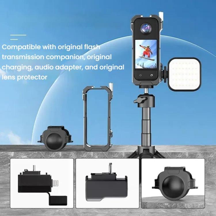 For Insta360 X3 HEPAIL AC62 Metal Rabbit Cage Magnetic Suction Horizontal Vertical Protective Frame - free shipping - PMC TechLife - Order now!