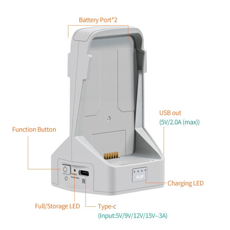 For DJI Flip YX 2-way Vertical Battery Charger Bidirectional Battery Management System