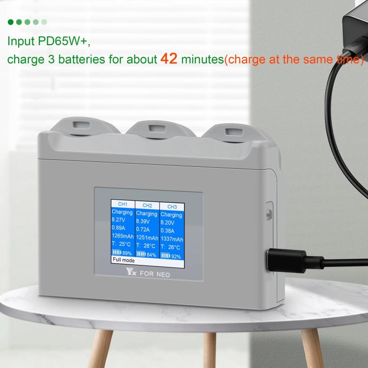 For DJI Neo Battery Charger YX 3-way Color Screen Charger Hub Charging Station - free shipping - PMC TechLife - Order now!