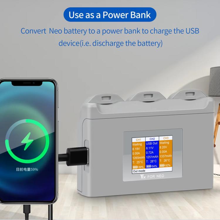 For DJI Neo Battery Charger YX 3-way Color Screen Charger Hub Charging Station - free shipping - PMC Jewellery - Order now!