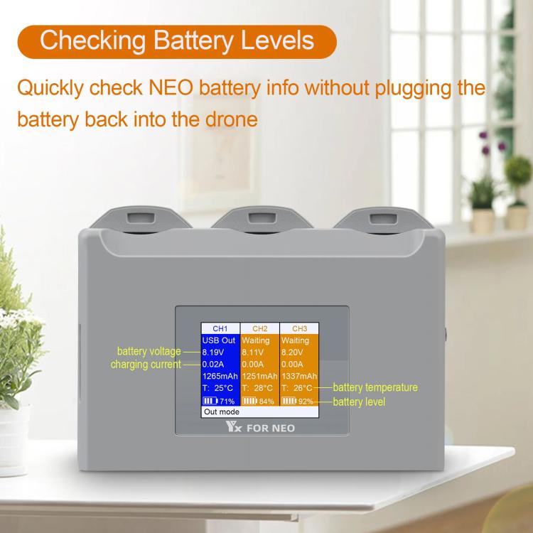 For DJI Neo Battery Charger YX 3-way Color Screen Charger Hub Charging Station - free shipping - PMC Jewellery - Order now!
