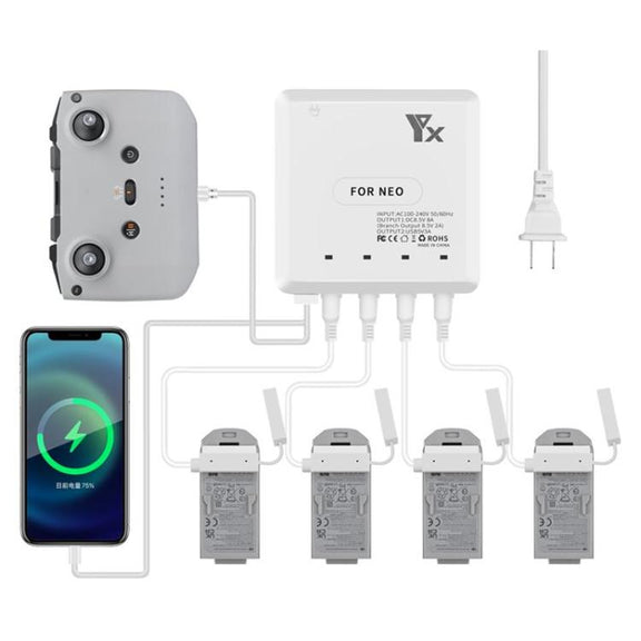 For DJI Neo Drone YX 4-port Battery Charger Charging Hub AU Plug