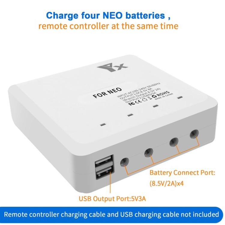 For DJI Neo Drone YX 4-port Battery Charger Charging Hub AU Plug