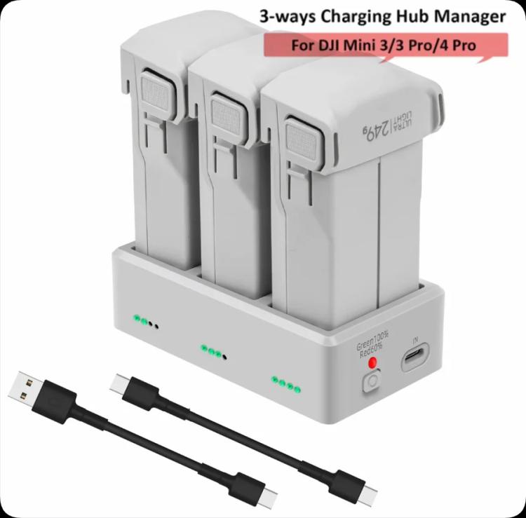 YX 3-Way Battery Charger For DJI Mini 4 Pro/Mini 3/Mini 3 Pro Charging Hub 35W US Plug