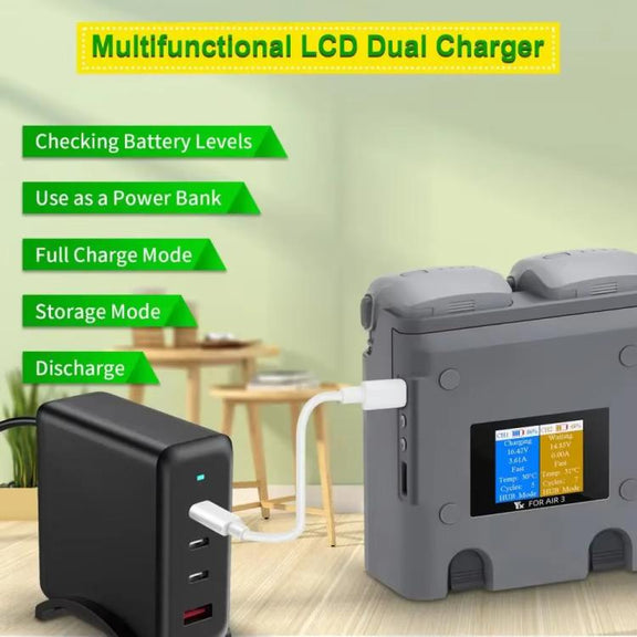 For DJI Air 3/Air 3S YX 2-Way Battery Charger Charging Butler With Color Screen Drone Accessories