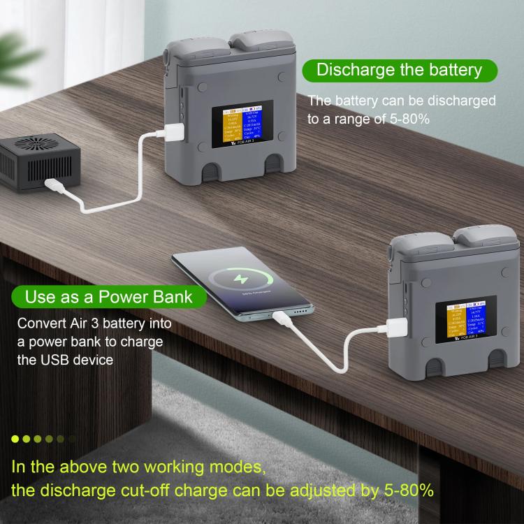 For DJI Air 3/Air 3S YX 2-Way Battery Charger Charging Butler With Color Screen Drone Accessories