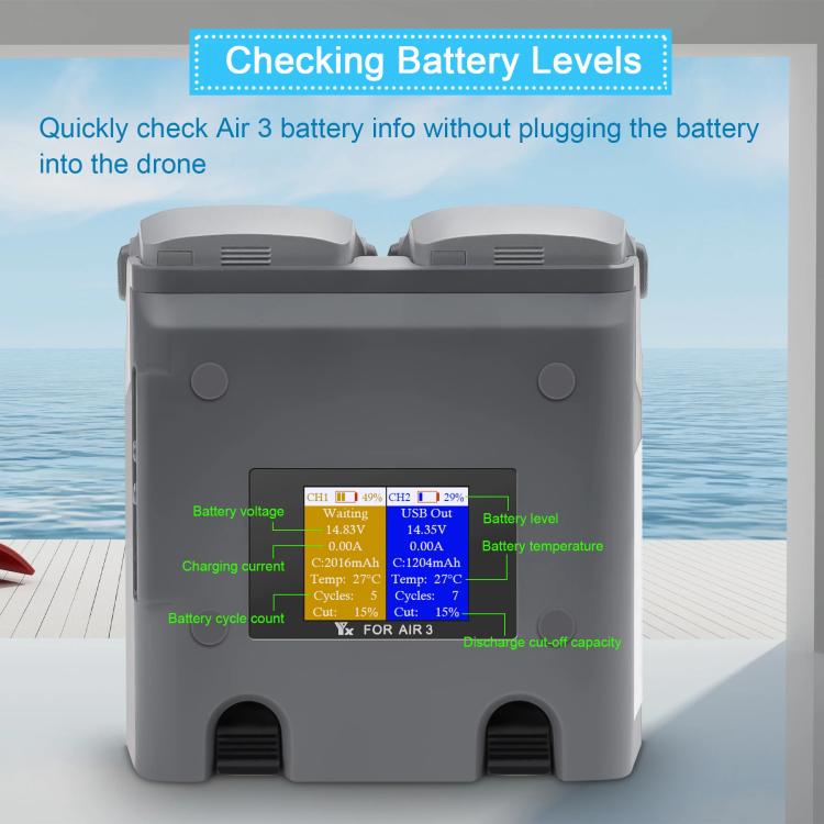 For DJI Air 3/Air 3S YX 2-Way Battery Charger Charging Butler With Color Screen Drone Accessories - free shipping - PMC Jewellery - Order now!