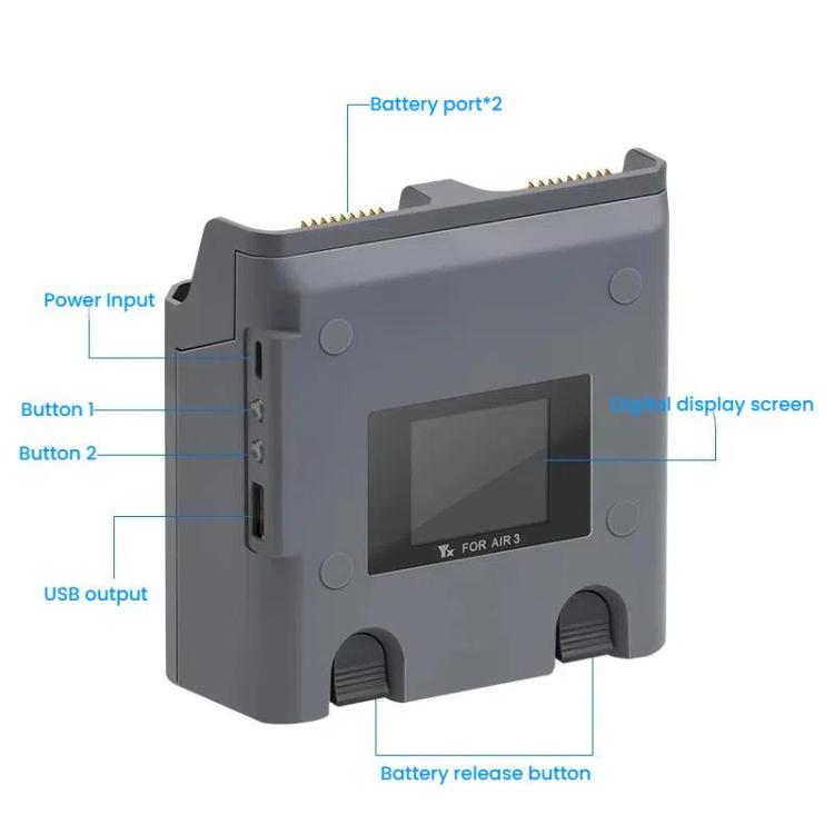 For DJI Air 3/Air 3S YX 2-Way Battery Charger Charging Butler With Color Screen Drone Accessories - free shipping - PMC Jewellery - Order now!