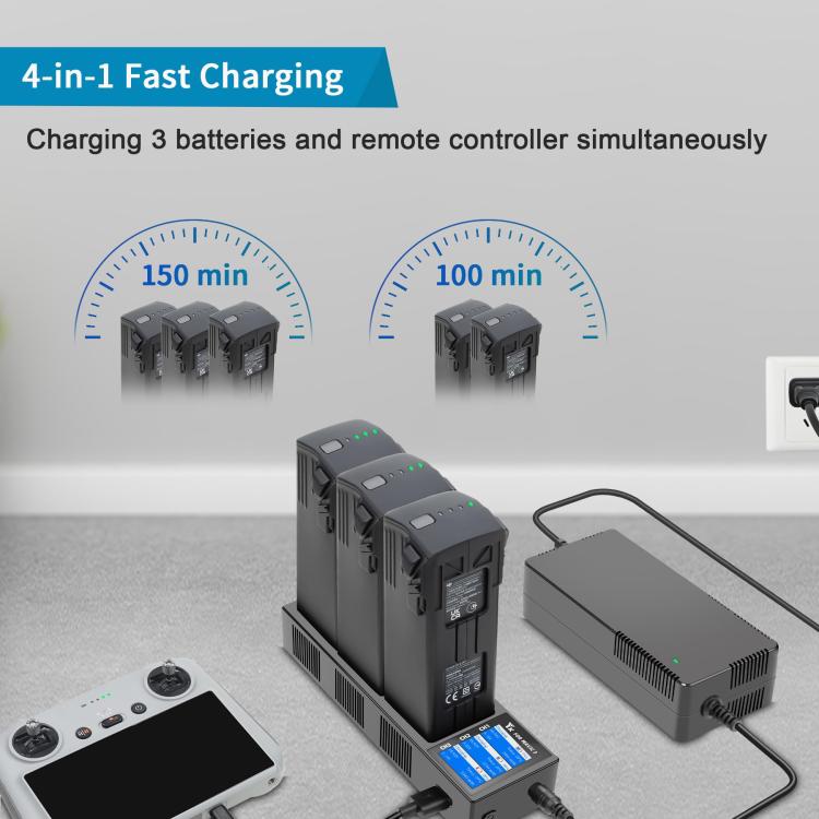 For DJI Mavic 3 YX Battery Charger Discharger Hub 3-in-1 Smart Charging Station With Color Screen EU Plug - free shipping - PMC TechLife - Order now!