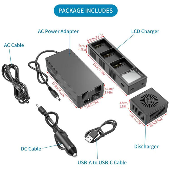 For DJI Mavic 3 YX Battery Charger Discharger Hub 3-in-1 Smart Charging Station With Color Screen US Plug