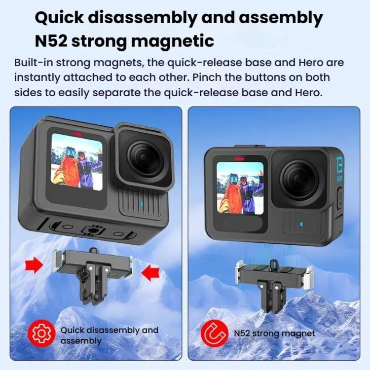 For GoPro HERO13 Black HEPAIL AC67 Magnetic Metal Quick Release Base - free shipping - PMC Jewellery - Order now!