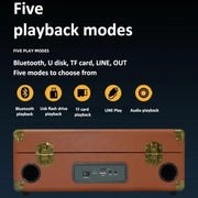 SDRD Wooden Box Karaoke Machine With Wireless Dual Mics All-In-One Speaker System Supports U Disk/TF Card(Brown)