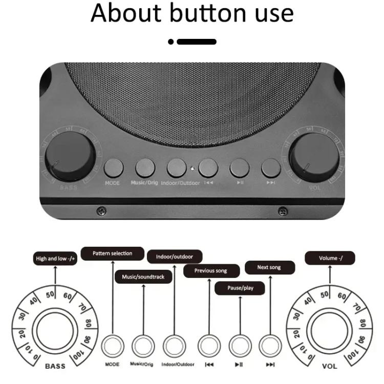 SDRD Wooden Box Karaoke Machine With Wireless Dual Mics All-In-One Speaker System Supports U Disk/TF Card(Black)