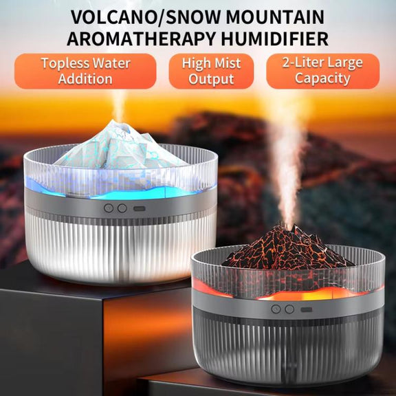2L Volcanic Essential Oil Diffuser Humidifier Large Capacity Aromatherapy Mist Diffuser Top-Fill Water Tank(White)