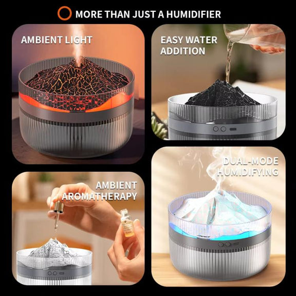 2L Volcanic Essential Oil Diffuser Humidifier Large Capacity Aromatherapy Mist Diffuser Top-Fill Water Tank(Black)