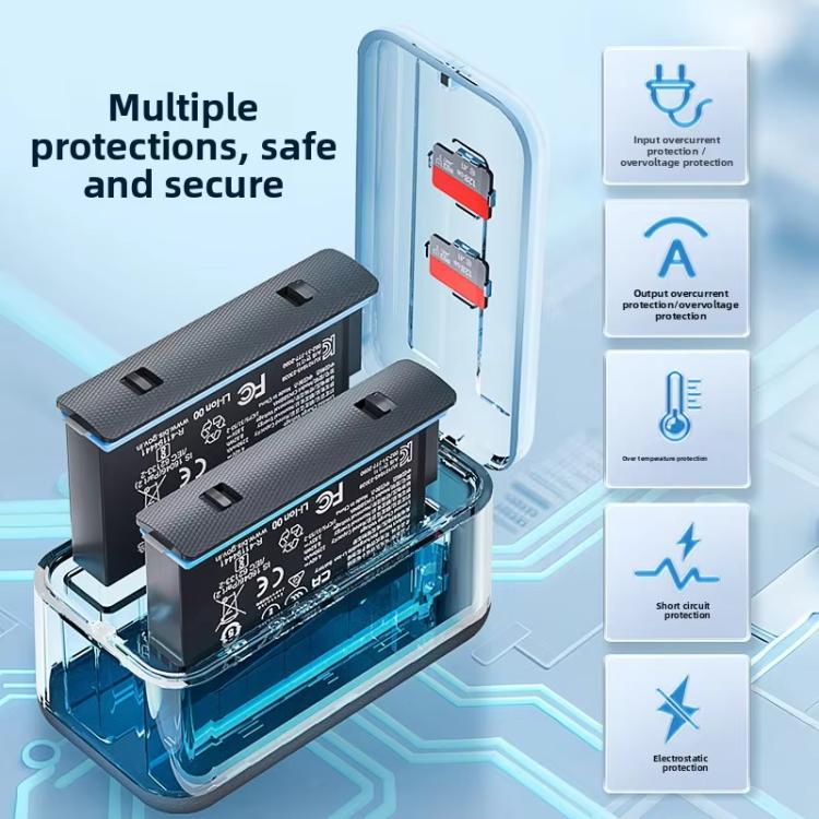 For Insta360 X5 Fast Charger With Digital Display & Dual Charging Case Battery Storage Box(Black) - free shipping - PMC TechLife - Order now!