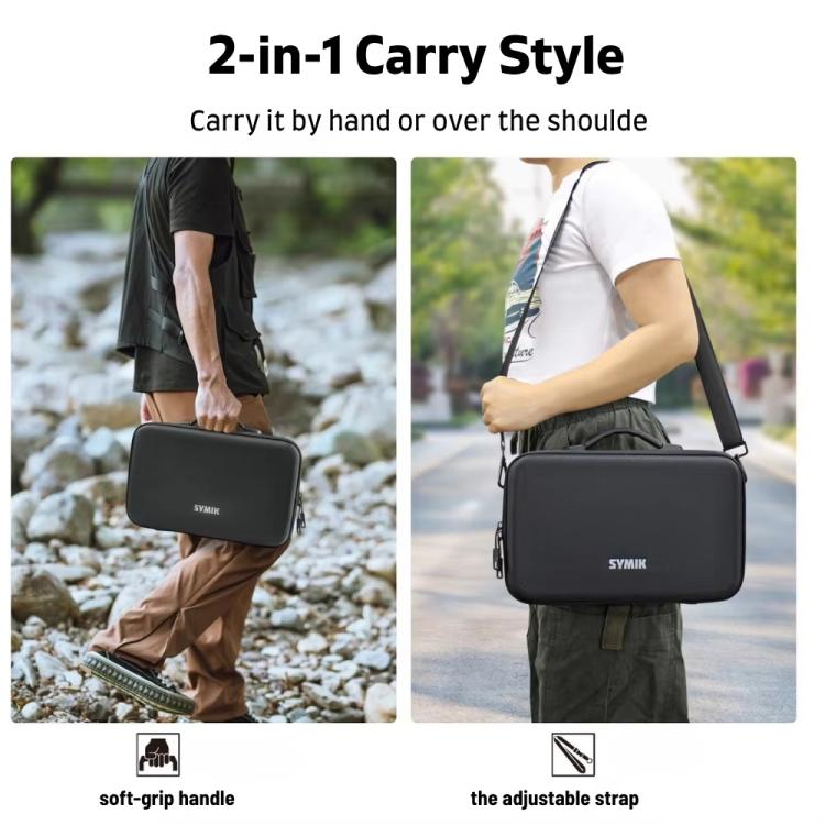 For Insta360 X5 / X4 Camera SYMIK Large Capacity Storage Bag Handbag Messenger Carrying Case(Black)