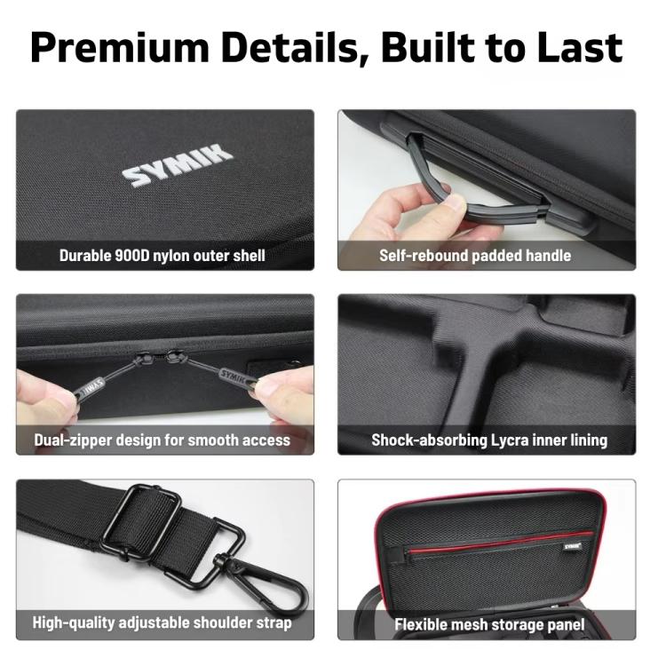 For Insta360 X5 / X4 Camera SYMIK Large Capacity Storage Bag Handbag Messenger Carrying Case(Black)