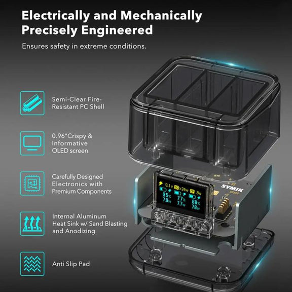 For GoPro HERO13 Black Triple Battery Charger Smart Charging Dock With OLED Display(Transparent Black)