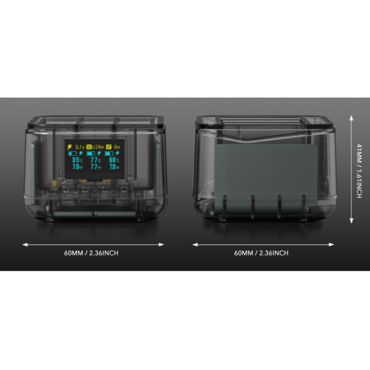 For GoPro HERO13 Black Triple Battery Charger Smart Charging Dock With OLED Display(Transparent Black) - free shipping - PMC TechLife - Order now!