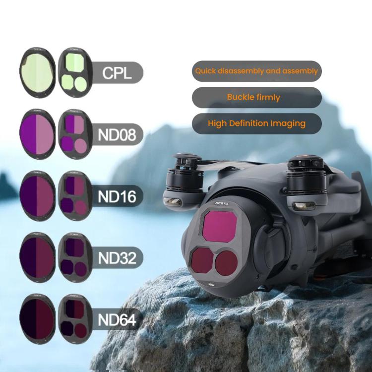 For DJI Mavic 4 Pro RCSTQ Lens Filter, Style: CPL+ND8/PL+ND16/PL+ND32/PL