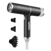 T-Shaped Hair Dryer with Smart Inverter Technology High-Power Blow Dryer for Home & Salon Use UK Plug With 3 Nozzles(Black)