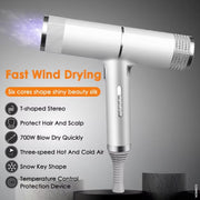 T-Shaped Hair Dryer with Smart Inverter Technology High-Power Blow Dryer for Home & Salon Use US Plug(White)