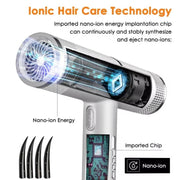 T-Shaped Hair Dryer with Smart Inverter Technology High-Power Blow Dryer for Home & Salon Use EU Plug(Gray)