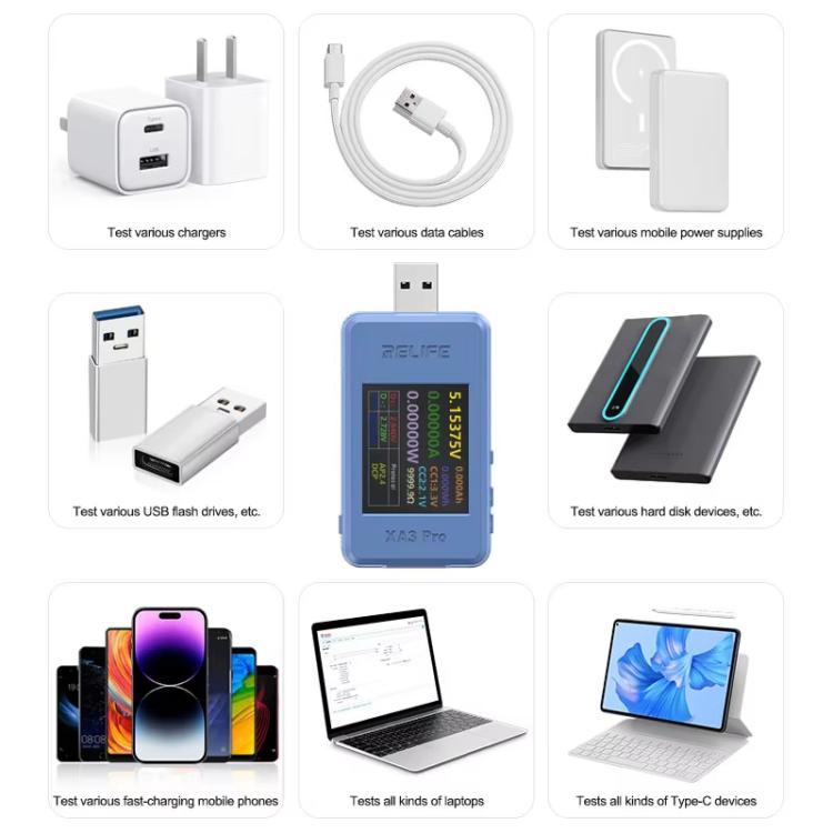RELIFE XA3 Pro USB / Type-C Smart Detector Fast Charging Protocol Identification Detection
