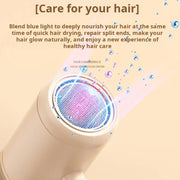 800-1200W High-Speed Hair Dryer with Blue Light Care Foldable & Portable for Travel UK Plug(Pink)