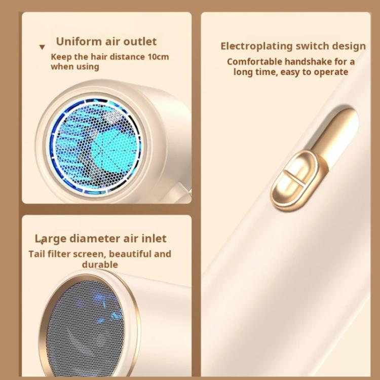 800-1200W High-Speed Hair Dryer with Blue Light Care Foldable & Portable for Travel EU Plug(Khaki)