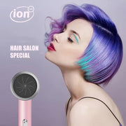 High-Speed Hair Dryer Salon & Home Blow Dryer with Blue Light Ionic Technology UK Plug(Gradient Pink)