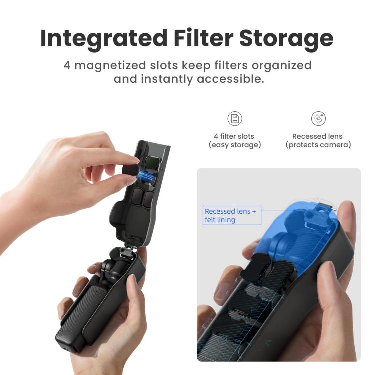 For DJI Osmo Pocket 3 Camera aMagisn Protective Cover Storage Case with 4 Magnetic Filter Slots(Black)