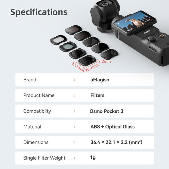 For DJI Osmo Pocket 3 aMagisn Adjustable Magnetic Filter Camera Lens Filters ND1000