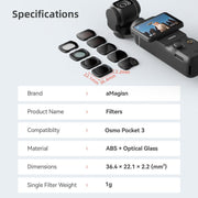For DJI Osmo Pocket 3 aMagisn Adjustable Magnetic Filter Camera Lens Filters ND 6 To 10 Gear