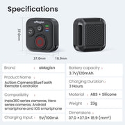 aMagisn Wireless Bluetooth Remote Control for Insta360, GoPro Hero Cameras & Smartphones