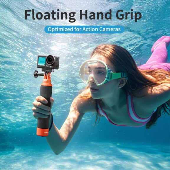 aMagisn Universal Floating Hand Grip for Action Cameras with Triple Claw & 1/4-inch Screw Mount(Black Orange)