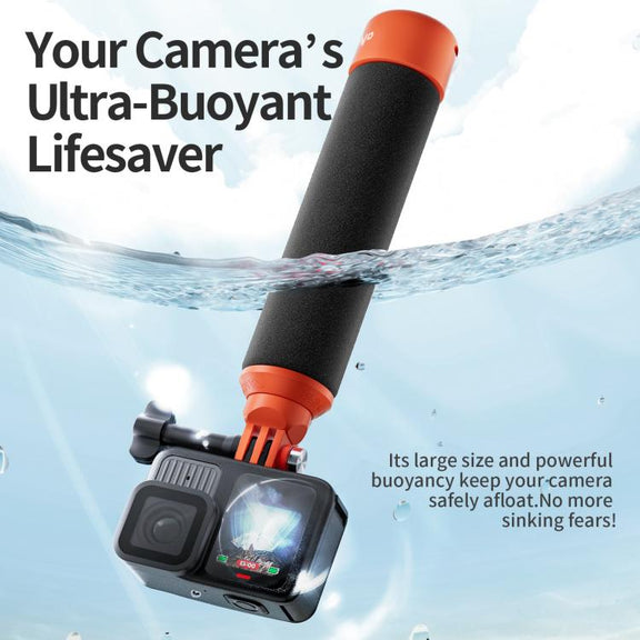 aMagisn Universal Floating Hand Grip for Action Cameras with Triple Claw & 1/4-inch Screw Mount(Black Orange)