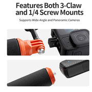 aMagisn Universal Floating Hand Grip for Action Cameras with Triple Claw & 1/4-inch Screw Mount(Black Orange)