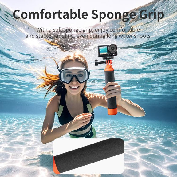 aMagisn Universal Floating Hand Grip for Action Cameras with Triple Claw & 1/4-inch Screw Mount(Black Orange)