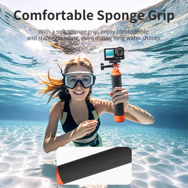 aMagisn Universal Floating Hand Grip for Action Cameras with Triple Claw & 1/4-inch Screw Mount(Black Orange)