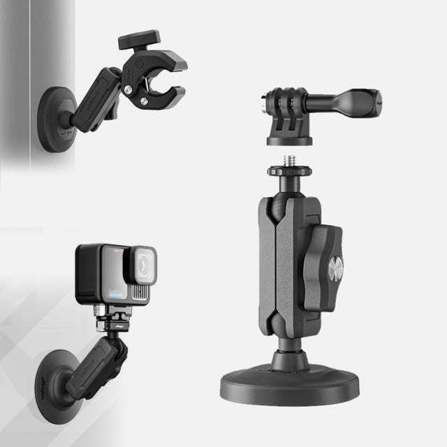 aMagisn Metal Arm Clamp Magnetic Base with 1/4-inch Ball Head For Insta360, DJI, GoPro Cameras(Black)